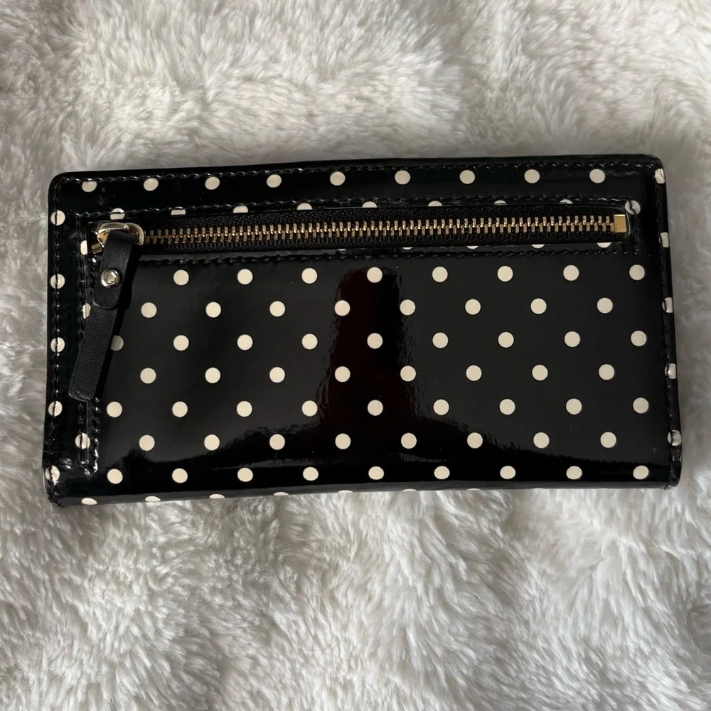 Black Polka Dot Zip Wallet by Kate Spade New York - Picture 2 of 8